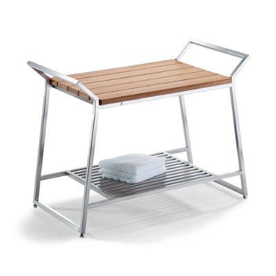 Marais Teak/Stainless Shower Bench | Frontgate