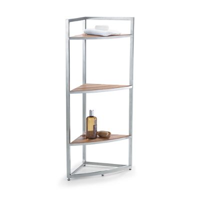Marais Teak/Stainless 3Tier Corner Shelf Frontgate