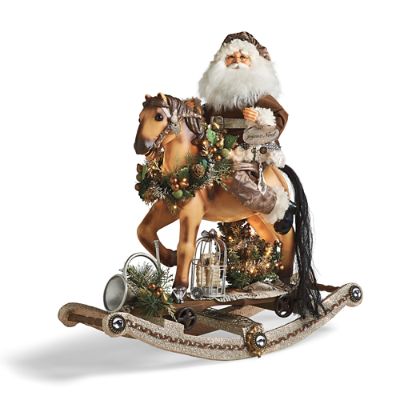 Lighted Platinum Rocking Horse Santa | Frontgate