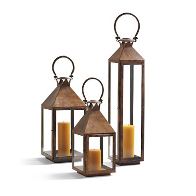 HPC Decor Rustic Farmhouse Lanterns for Wedding- Wood Lanterns Decorative Set of 2- Wooden Wedding Lantern Centerpieces for Tables, Farmhouse Living