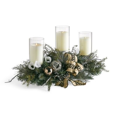 Regency Pre-decorated Three-candle Centerpiece | Frontgate