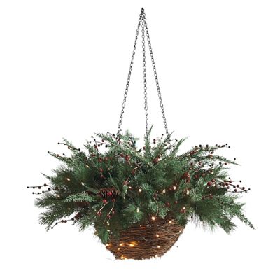 Winter Pine Cordless Hanging Basket | Frontgate