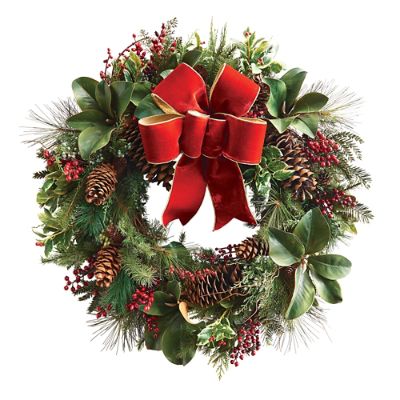 Williamsburg Holly Wreath with Bow Frontgate