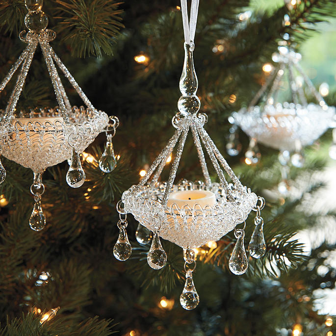 Glass Chandelier Ornaments, Set of Four | Frontgate
