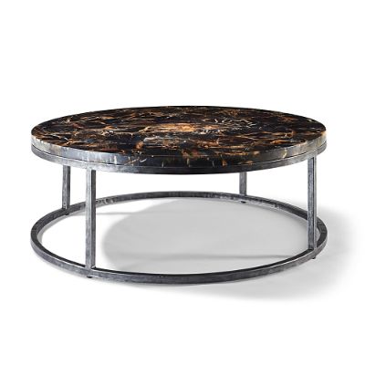 Petrified Wood Coffee Table with Black Iron Frame by Porta Forma