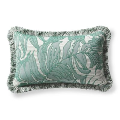 Island Leaves Jade Outdoor Lumbar Pillow | Frontgate