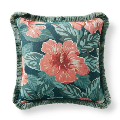 Hibiscus Beauty Apricot Outdoor Pillow | Frontgate