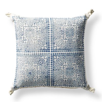 Mediterranean Tilework Square Cobalt Outdoor Pillow | Frontgate