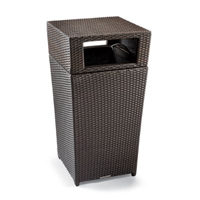 Outdoor Trash Can Rattan Garbage Can Trash Bin with Removable Lid