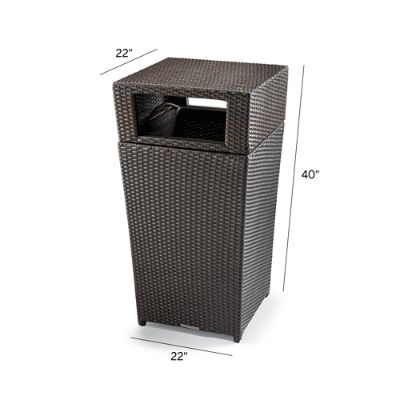 Outdoor Trash Can Rattan Garbage Can Trash Bin with Removable Lid
