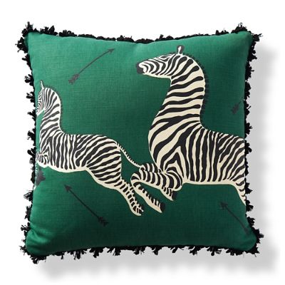 Scalamandre Zebras Print Emerald Outdoor Pillow Frontgate