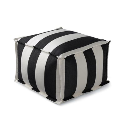 Resort Stripe Black Outdoor Pouf Frontgate
