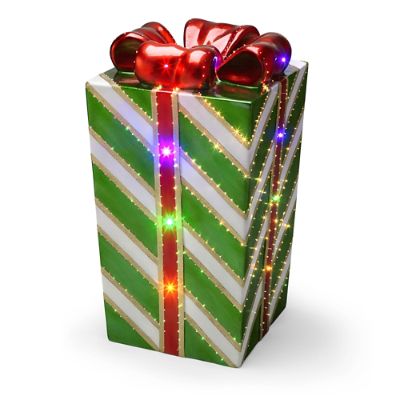 Green Stripes Fiber-optic Gift Box | Frontgate