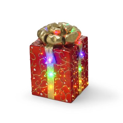 Red & Gold Swirls Fiber-optic Gift Box | Frontgate