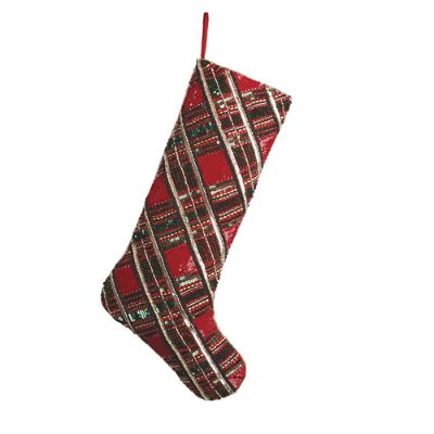 Sequin Plaid Stocking | Frontgate