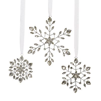 Vintage Jeweled Snowflake Ornaments, Set of Three | Frontgate