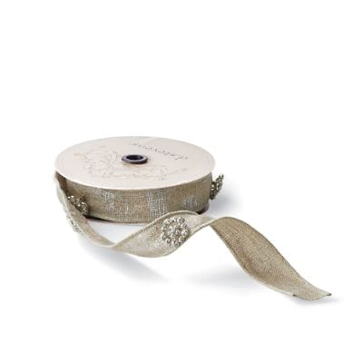 Damask Linen with Jeweled Buttons Ribbon | Frontgate