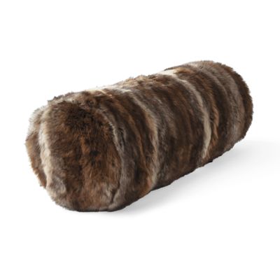 Luxury Faux Fur Bolster Pillow in Coyote Frontgate