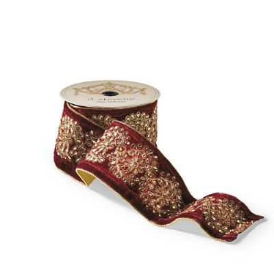 Burgundy Velvet Embroidery Ribbon | Frontgate