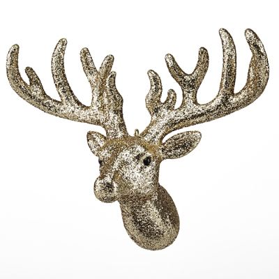 Gold Glitter Stag Head Ornament | Frontgate