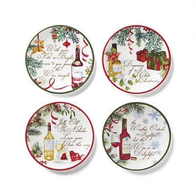 Holiday Wine Appetizer Plates, Set of Four Frontgate