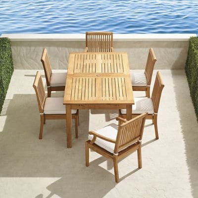 Cassara 7-pc. Rectangular Dining Set in Natural Teak with