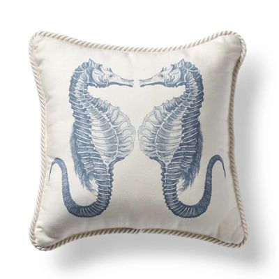 Mirrored Seahorse Cobalt Outdoor Pillow | Frontgate