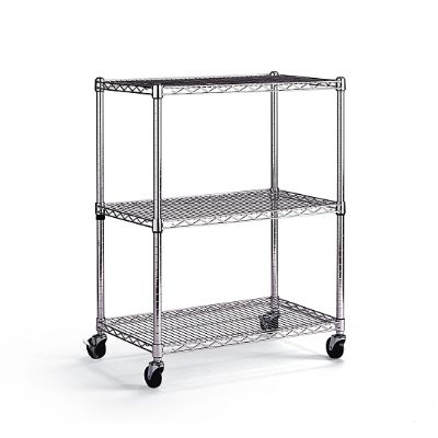 MPM 3-Tier Foldable Shelf Storage with Wheels, Heavy Duty Casters