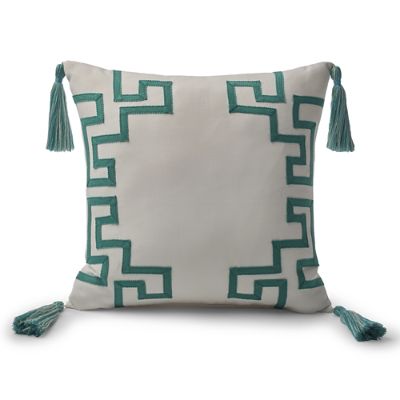 Dynasty Monogram Jade Outdoor Pillow Frontgate