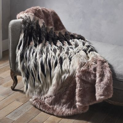 Luxury Faux Fur Throw in Chevron Frontgate