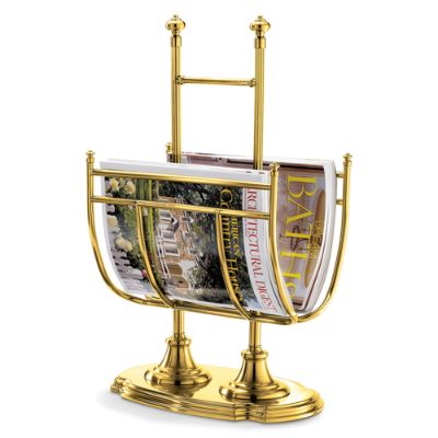 Belmont Freestanding Magazine Rack in Polished Brass | Frontgate