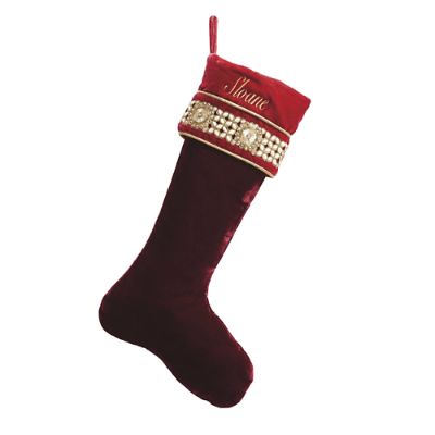 Parisian Christmas Burgundy Velvet Stocking | Frontgate