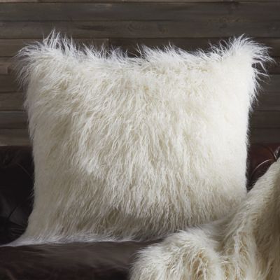 Faux Mongolian Sheepskin Decorative Pillow In Ivory Frontgate