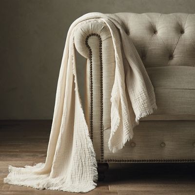 Cotton Gauze Frayed Throw Frontgate
