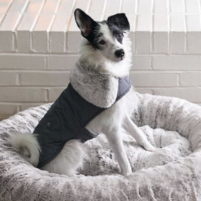 Quilted Pet Jacket with Faux Fur Trim Frontgate