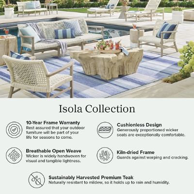 Isola Lounge Chair in Weathered Teak & Harbor Blue Wicker with