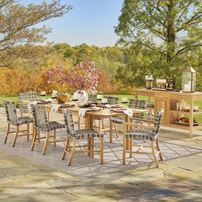 Isola Dining Arm Chair in Natural Teak & Handwoven Driftwood Wicker