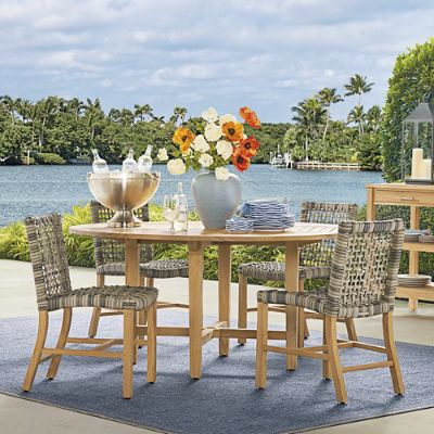 Isola Side Chair in Natural Teak & Driftwood Wicker, Set of Two