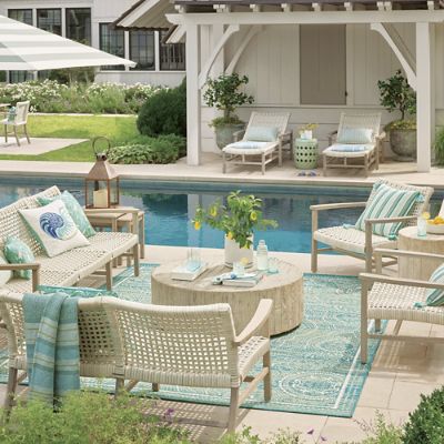 Isola 3-pc. Loveseat Set in Weathered Teak & Washed White Wicker