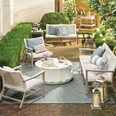 Isola Loveseat Set in Weathered Teak Washed White Wicker