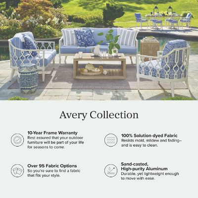 Avery Lounge Chair with Quatrefoil Motif & Weather-Resistant Cushions