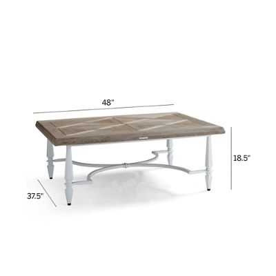 Avery Teak Top Coffee Table in White Finish | Frontgate