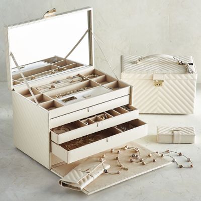 Wolf Quilted Chevron Jewelry Box Frontgate