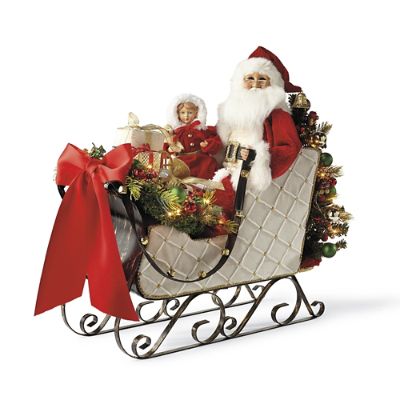 Signature Collection Lighted White Sled Santa | Frontgate