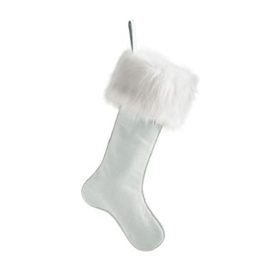 Mixed Metals Silver Stocking with White Fur | Frontgate