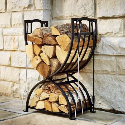 Fireside Log Rack with Tools Frontgate
