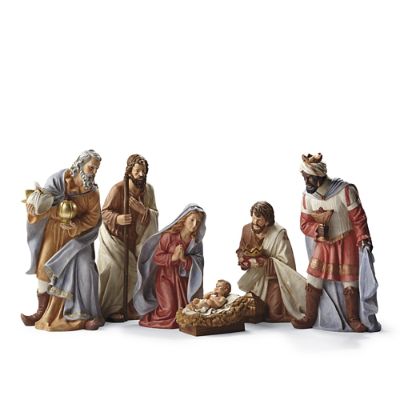 white resin outdoor nativity set