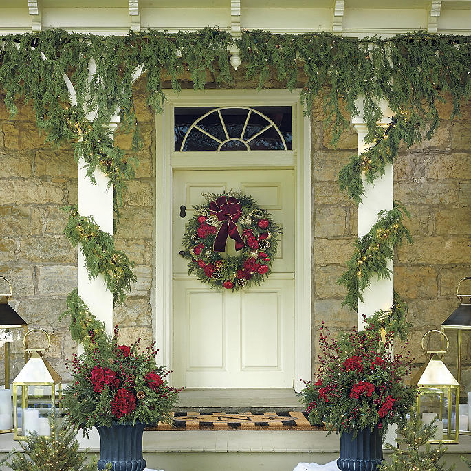 Soft Cedar 6' Hanging Garland with Icicle Lights | Frontgate