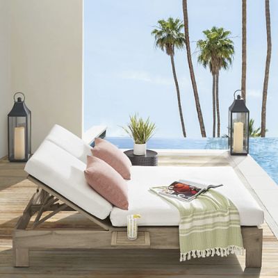 St. Kitts Double Chaise Lounge in Weathered Teak