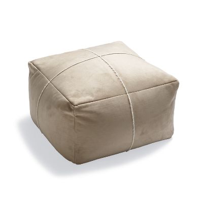Windowpane Faux Shearling Floor Pouf Frontgate